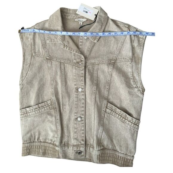 NWT Elan Joy Vest Tan Wash Button Down Denim with Pockets Sz Med - Picture 11 of 14
